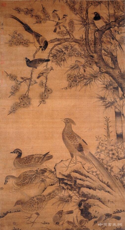 杏竹报春讯，春禽寄春意&mdash;&mdash;《杏竹春禽图轴》