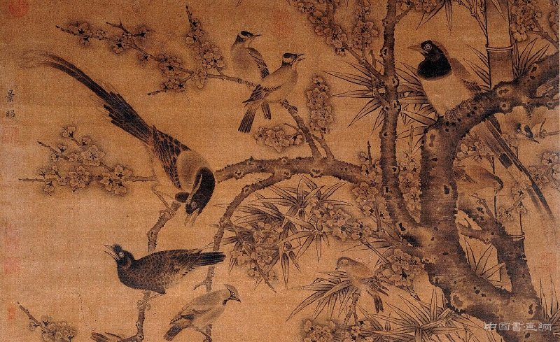 杏竹报春讯，春禽寄春意&mdash;&mdash;《杏竹春禽图轴》