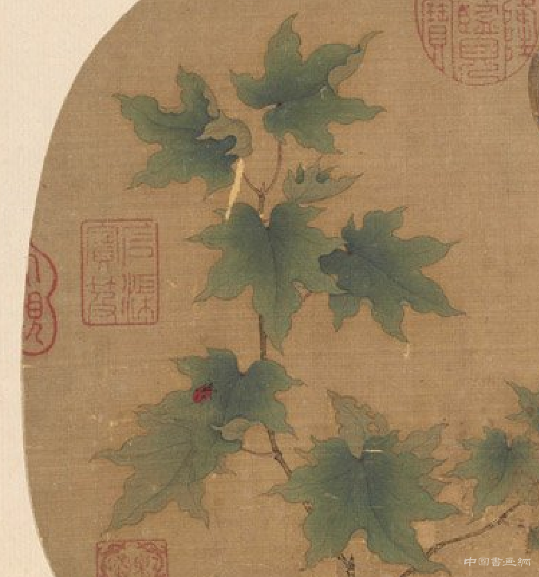 钤清乾隆、嘉庆二御览印&mdash;&mdash;《青枫巨蝶图》