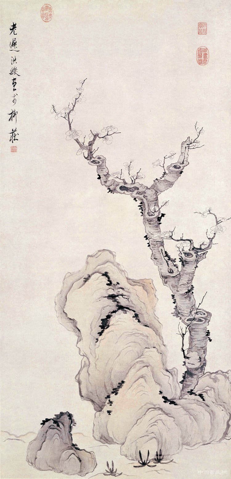 墨梅奇石，笔简意远&mdash;&mdash;陈洪绶《梅石图轴》赏析